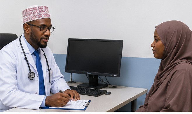 A doctor in consultation with a patient at Tana Wellness Centre in Hola